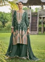 Pure Chinnon Teal Eid Wear Embroidery Work Readymade Sharara Suit